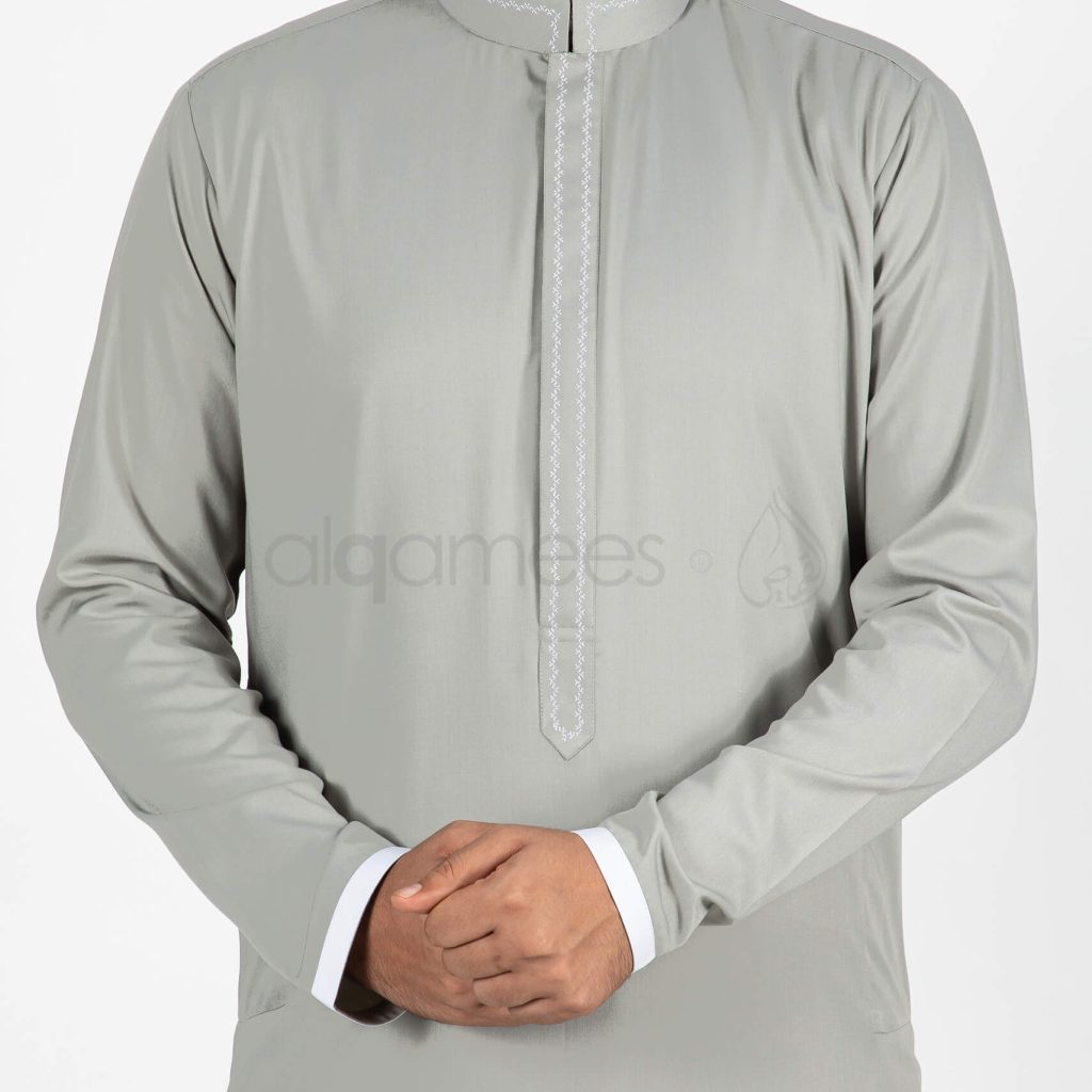 Adab Simple Gray Thobe Thawb Jubba for Qamis (1)