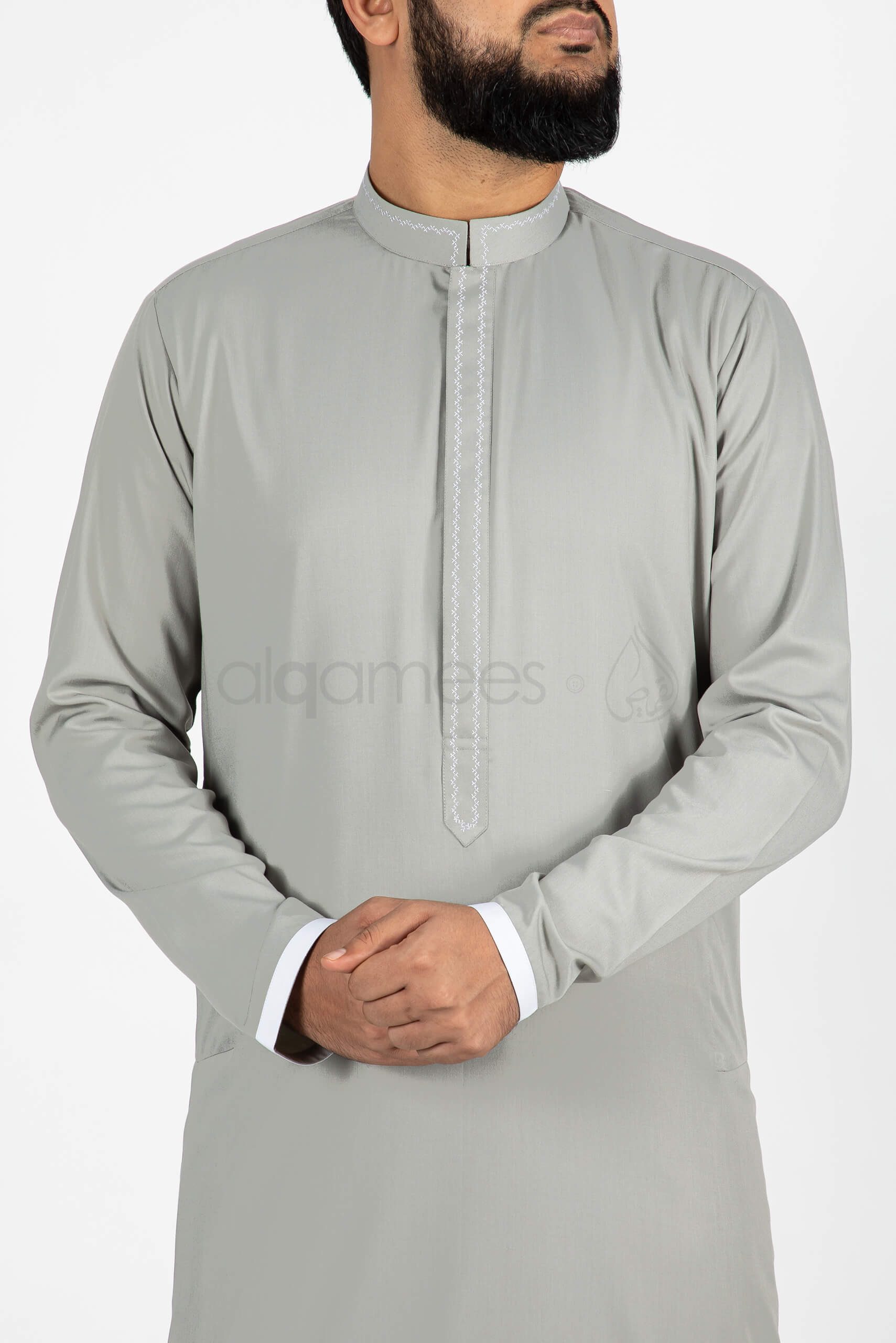 Adab Simple Gray Thobe Thawb Jubba for Qamis (1)